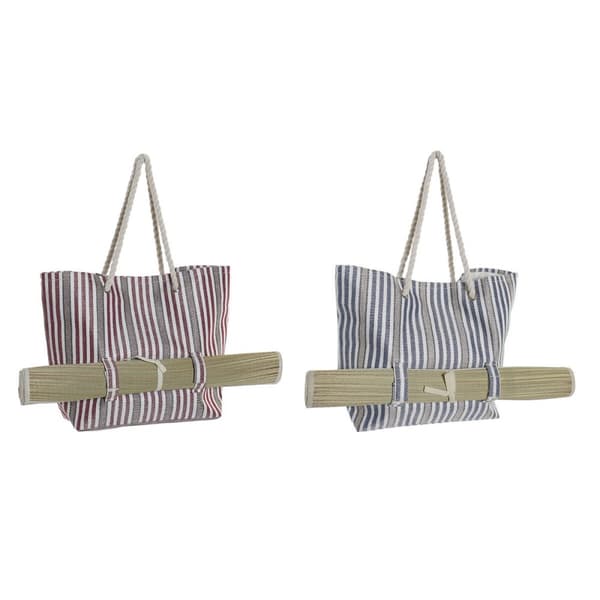 Strandväska DKD Home Decor Röd Blå Polyester (50 x 16 x 36 cm) (2 antal)