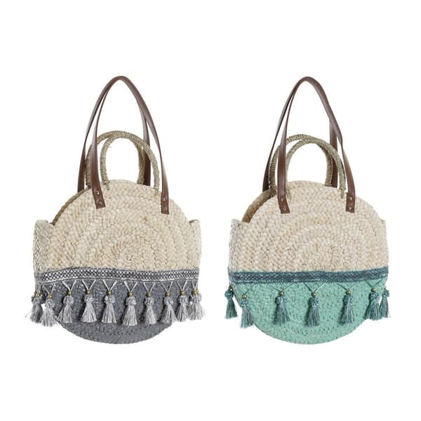 Skuldertaske DKD Home Decor Natur Grå Polyester Mint Fiber (39 x 9 x 48 cm) (2 enheder)