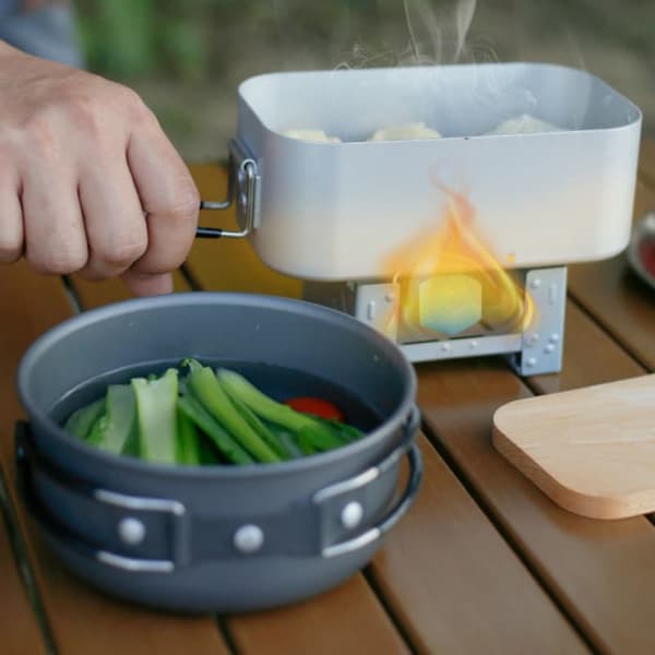 Bærbar dæmpende madpakke, aluminium, firkantet, elektrisk venlig, ideel til camping og picnic