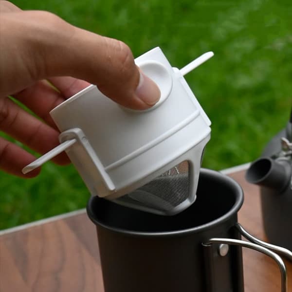 Utomhus campingkaffefilter, dubbelväggad Edelstahlkaffedryckare, teleskopdroppare utan filt, kaffefilterkopp