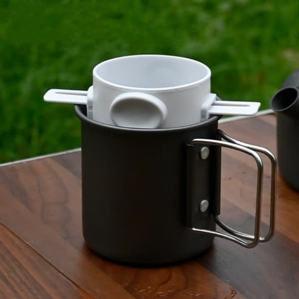 Utomhus campingkaffefilter, dubbelväggad Edelstahlkaffedryckare, teleskopdroppare utan filt, kaffefilterkopp