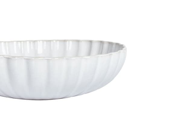 Sett med 8 Dype Tallerkener Hvit Steintøy Kaolin Håndlaget Reaktiv Glasur Finish Pasta Skåler Kjøkken Spisestue