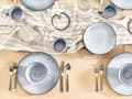 Miniatyrbilde 4 av 8: Sett med 8 Desserttallerkener Lyseblått Steintøy Kaolin Håndlaget Reaktiv Glasur Finish Dessert tallerken Kjøkken Spisestue