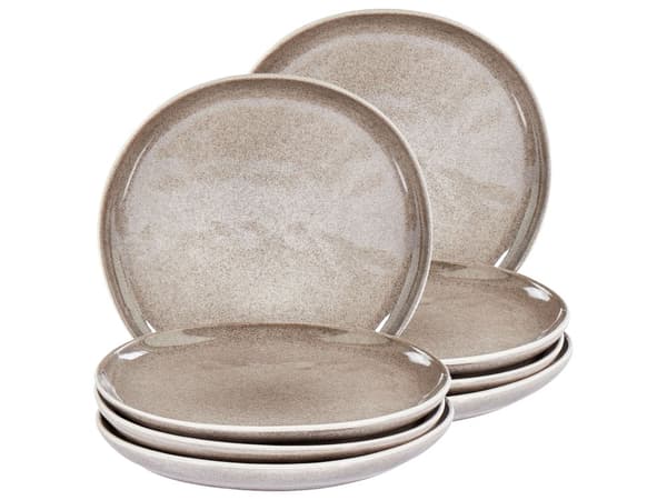 Sett med 8 Sidetallerkener Grå Steintøy Kaolin Håndlaget Reaktiv Glassur Finish Dessert Tallerken Kjøkken Spisestue