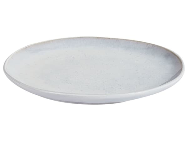 Sett med 8 små Tallerkener Lysegrå Steintøy Kaolin Håndlaget Reaktiv glasur Servise Asjetter Frokosttallerkener Kjøkken Spisestue