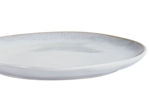 Sett med 8 små Tallerkener Lysegrå Steintøy Kaolin Håndlaget Reaktiv glasur Servise Asjetter Frokosttallerkener Kjøkken Spisestue