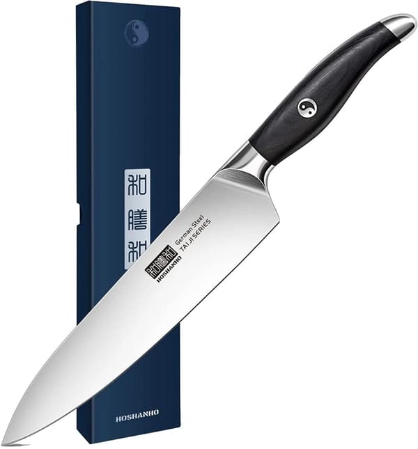 Køkkenkniv, 20 cm bladlængde, kulstofstål materiale, ergonomisk håndtag