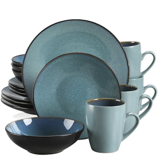VANCASSO BUBBLE Servis, Elegant Vintage Design, Miljövänlig Stengods,Gröna 16-stycken