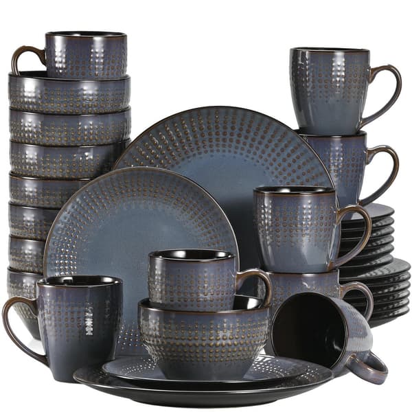 Stengodsservis, Elegant Regnbågsrandig Design, Mikrosäker,GUTO DG 32-delars
