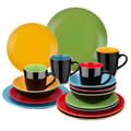 Pikkukuva 1 / 2: Matte Monivärinen Astiastosetti, 16 tai 32 Kappaletta, Elegantti Geometrinen Kuosi,16kpl