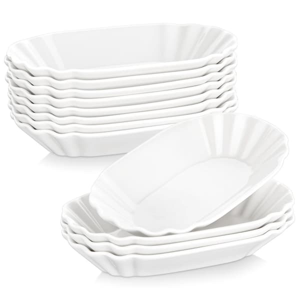 Keramiske Snacktallerkener, Oval Form, Solid Design,16 Styk