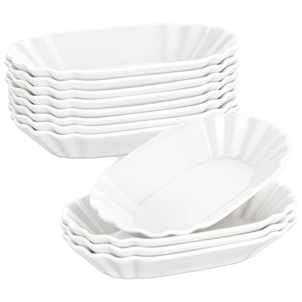 Keramiske Snacktallerkener, Oval Form, Solid Design,16 Styk