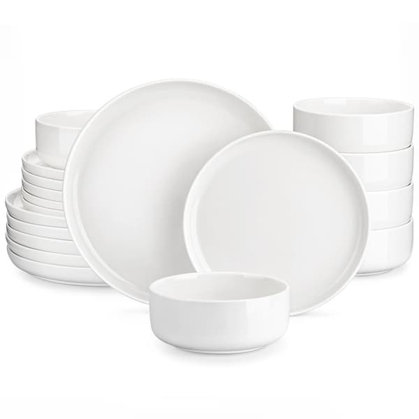 Keramisk Middagsservice, Solid Design, 18-Delt Sæt,Hvid