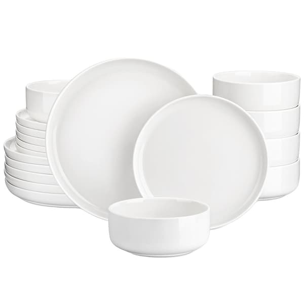 Keramisk Middagsservice, Solid Design, 18-Delt Sæt,Hvid