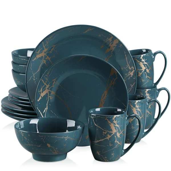 Porcelænsservice, Elegant Guld Splash Design, Miljøvenligt,16-delt