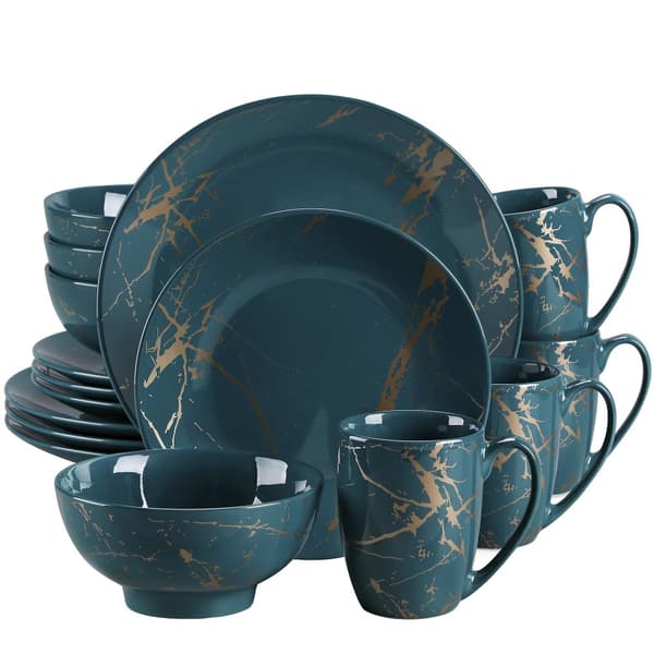 Porcelænsservice, Elegant Guld Splash Design, Miljøvenligt,16-delt