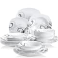 Miniatyrbillede 2 af 2: Porcelænsservice, Blomsterdesign, Firkantet Form,24-DELE