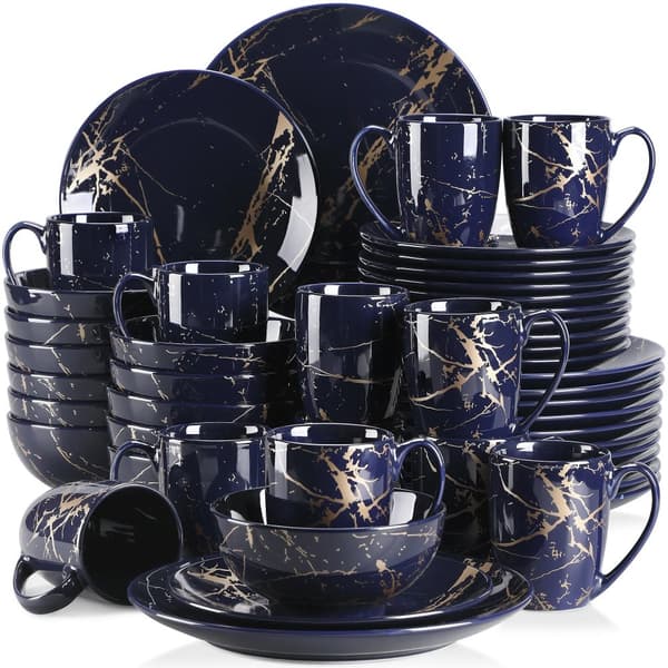 Porcelænsservice, stilfuldt guld splash design, flere stykke muligheder,48-delt