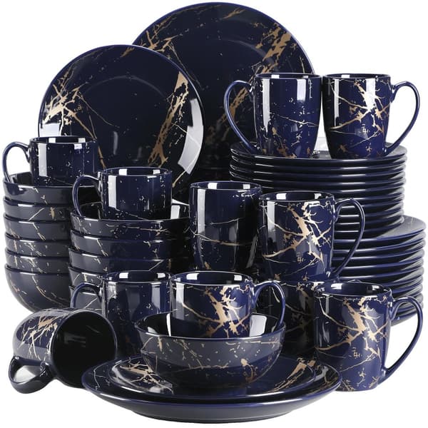 Porcelænsservice, stilfuldt guld splash design, flere stykke muligheder,48-delt