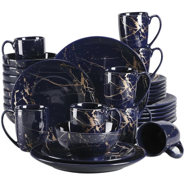 Porcelænsservice, stilfuldt guld splash design, flere stykke muligheder,32-delt