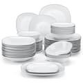 Miniatyrbillede 2 af 2: MALACASA ELISA Middagstallerken Sæt, Klassisk Firkantet Form, FDA Certificeret Porcelæn,48-DELE