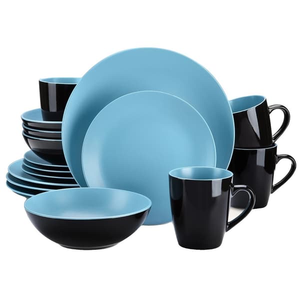 Stentøj Middagsservice, 27 cm Middagstallerkener, 650 ml Skåle,16 stk, Blå