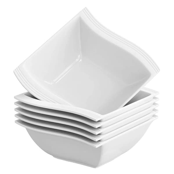 MALACASA Skål Sæt, Elegant Firkantet Design, Miljøvenligt Porcelæn,6 stk.