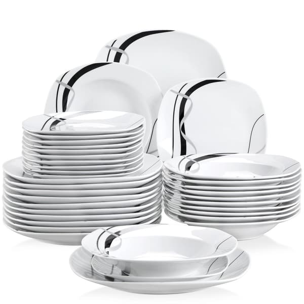 Keraaminen Astiastosetti, Elegantti Raidallinen Kuosi, Monipuoliset Lautaskoot,36-KOSKISTA