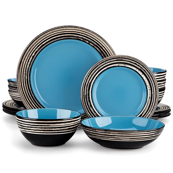 Stengodsservis, Elegant Design, Komplett 16/32 Delars Set,Blå, 16 st