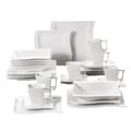 Miniatyrbillede 1 af 2: Porcelænsservise, minimalistisk design, sikkert til ovn og mikroovn, perfekt til 12 personer,30-delt