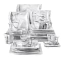Miniatyrbillede 1 af 2: Marmor Porcelænsservise, Mikrobølgeovn og Opvaskemaskine Sikker, Elegant Design,30 stykker