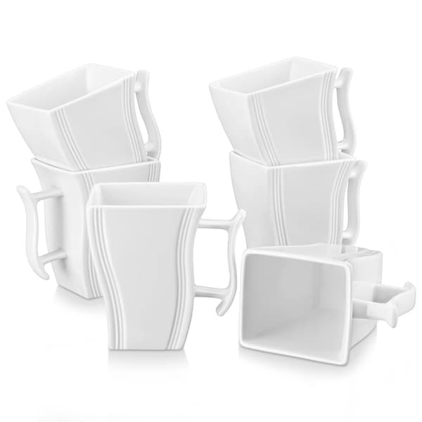 Kaffekopper, 6-delt sæt, miljøvenlig porcelæn,Hvid, 500ML