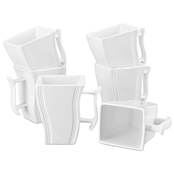Kaffekopper, 6-delt sæt, miljøvenlig porcelæn,Hvid, 500ML