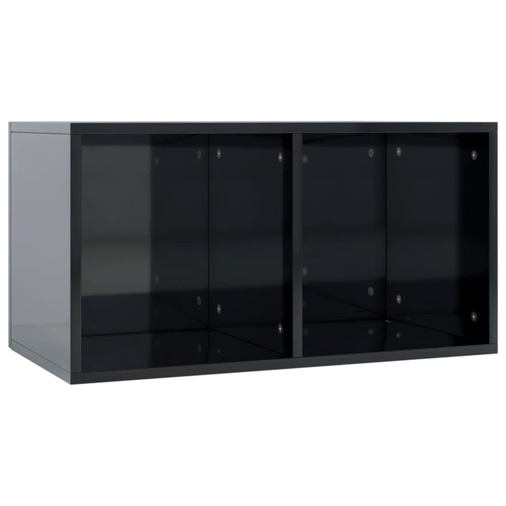 vidaXL Vinylhylla högglans svart 71x34x36 cm spånskiva