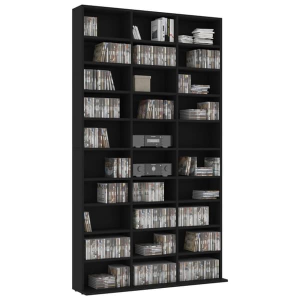 vidaXL CD-hylle svart 102x16x177,5 cm konstruert tre