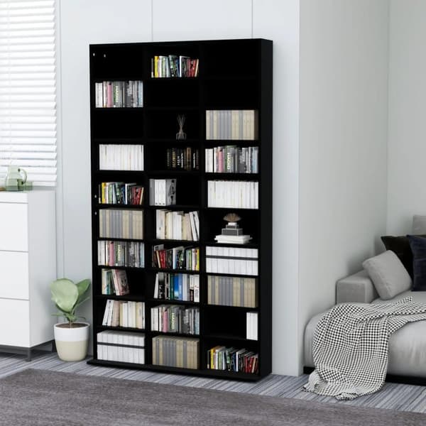 vidaXL CD-hylle svart 102x16x177,5 cm konstruert tre