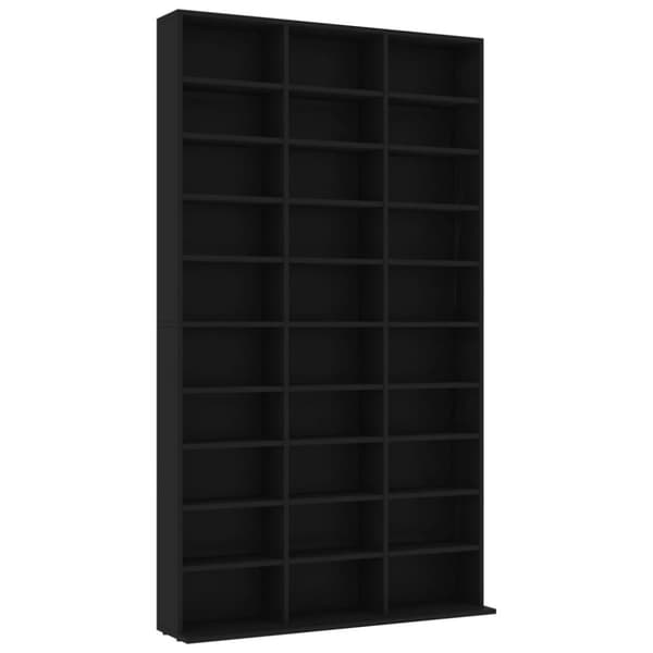 vidaXL cd-reol 102x16x177,5 cm konstrueret træ sort