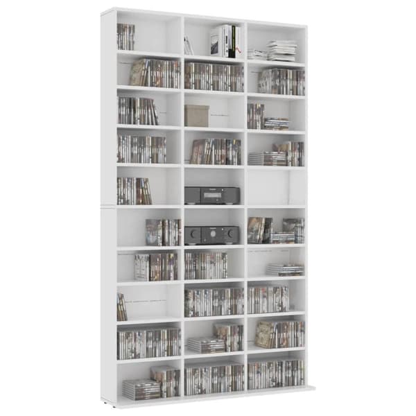 vidaXL cd-reol 102x16x177,5 cm konstrueret træ hvid