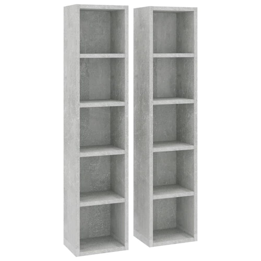 vidaXL CD-hyllor 2 st betonggrå 21x16x93,5 cm spånskiva