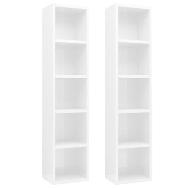 vidaXL CD-reoler 2 stk. 21x16x93,5 cm spånplade hvid højglans