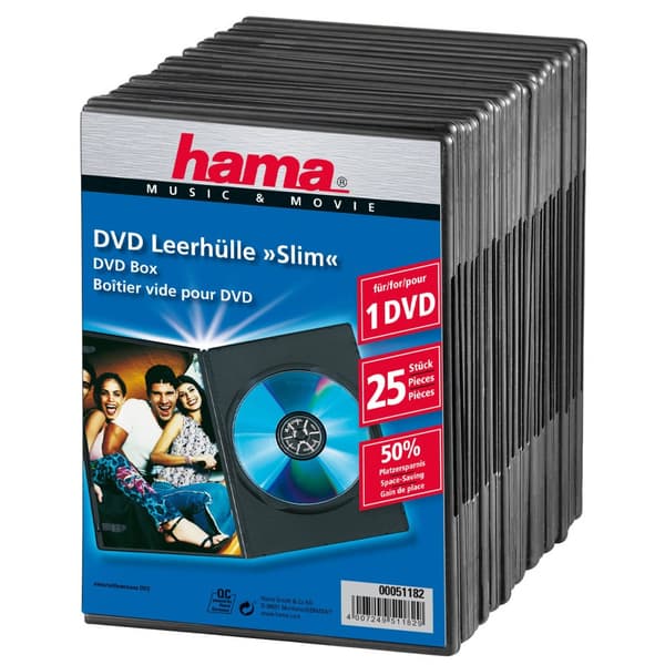 HAMA DVD-Box Slim Sort 25-pak