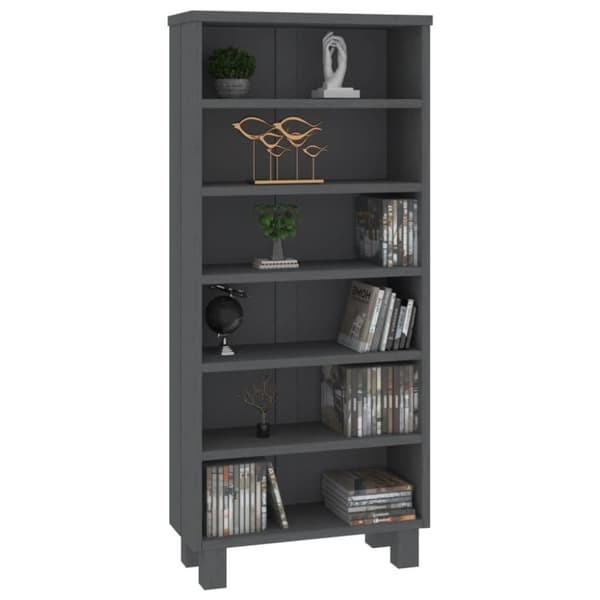vidaXL CD-reol 45x18x100 cm massivt fyrretræ mørkegrå