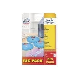Avery-Zweckform Avery Zweckform L7676A-40P CD-etiketter, Ø 117 mm, 40 ark/80 etiketter, hvid (L7676A-40P)