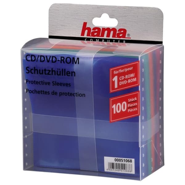 Hama CD/DVD/Blu-Ray PP Sleeves 100-pak Multi Color