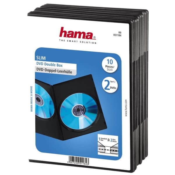 Hama DVD Slim Box Dobbelt Sort 10 stk