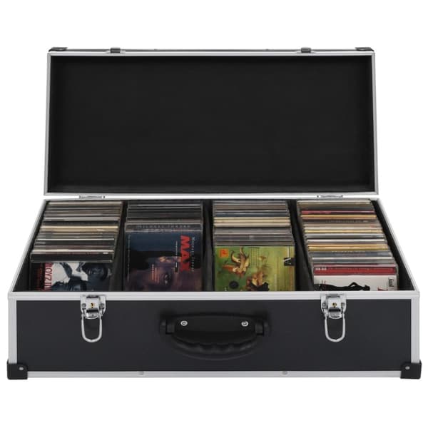 vidaXL CD-kasse til 80 CD'er aluminium ABS sort -  Cd/dvd – opbevaring