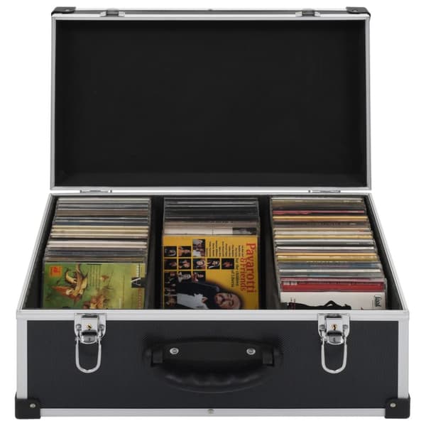 The Living Store CD-kasse til 60 CD'er aluminium ABS sort -  Cd/dvd – opbevaring