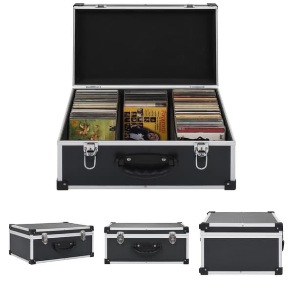The Living Store CD-kasse til 60 CD'er aluminium ABS sort -  Cd/dvd – opbevaring