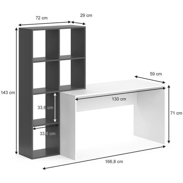 Vicco Bureau Mara, rumsavdelare, datorbord, antracit