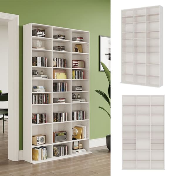 Anna CD-hylla, 102 x 178 cm med 27 fack, Vit, Vicco